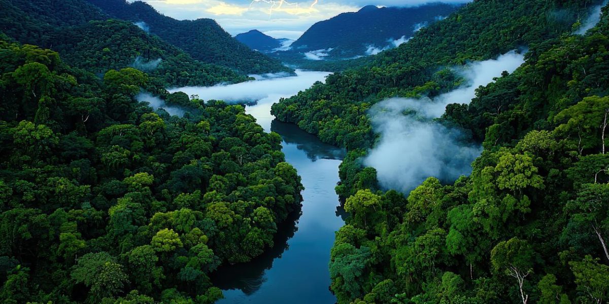 majestic-rainforest-river-landscape-lush-green-canopy-fog-and-dramatic-sky-photo